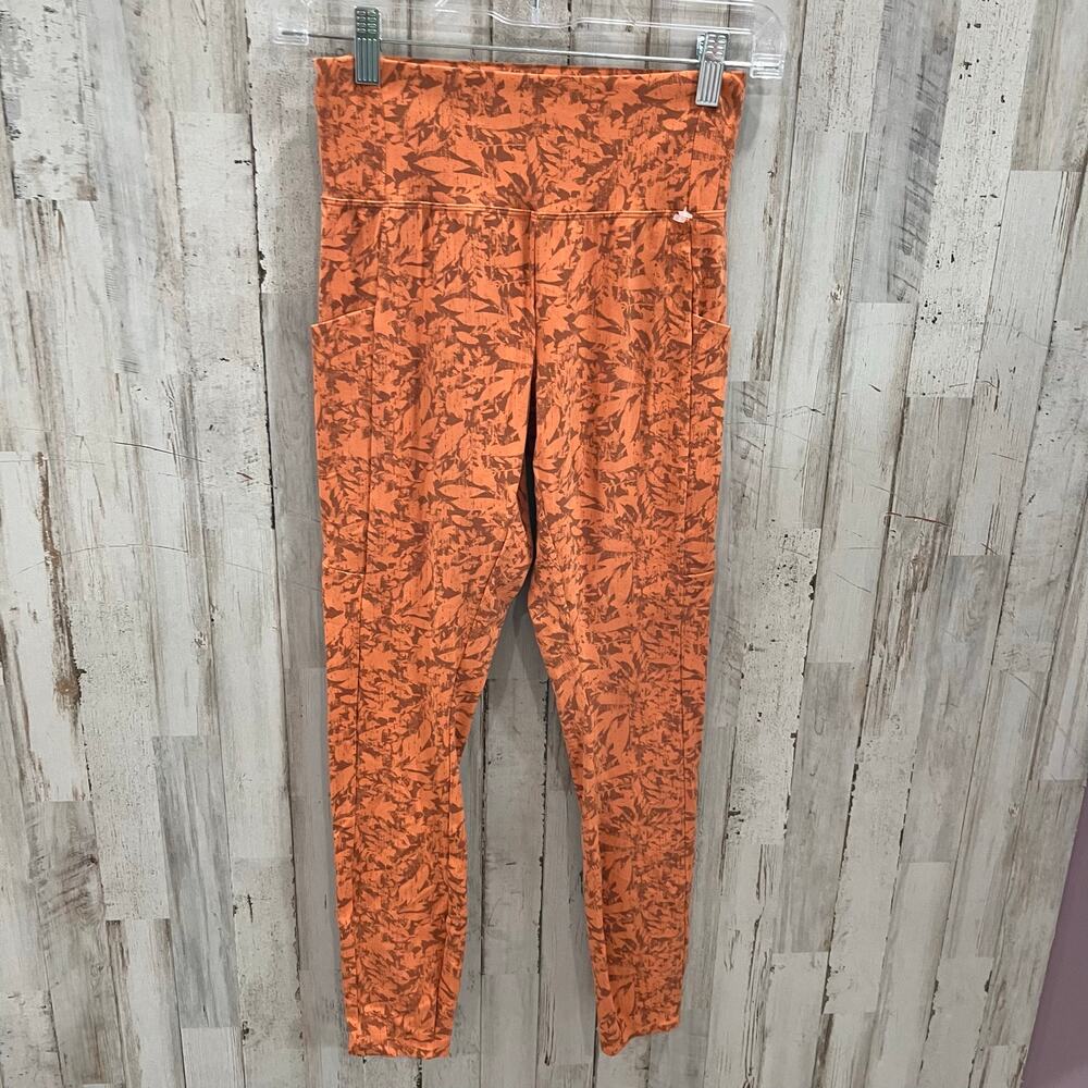 REI Coop Leggings Womens Small Orange Take your Time 7/8  Printed Pockets